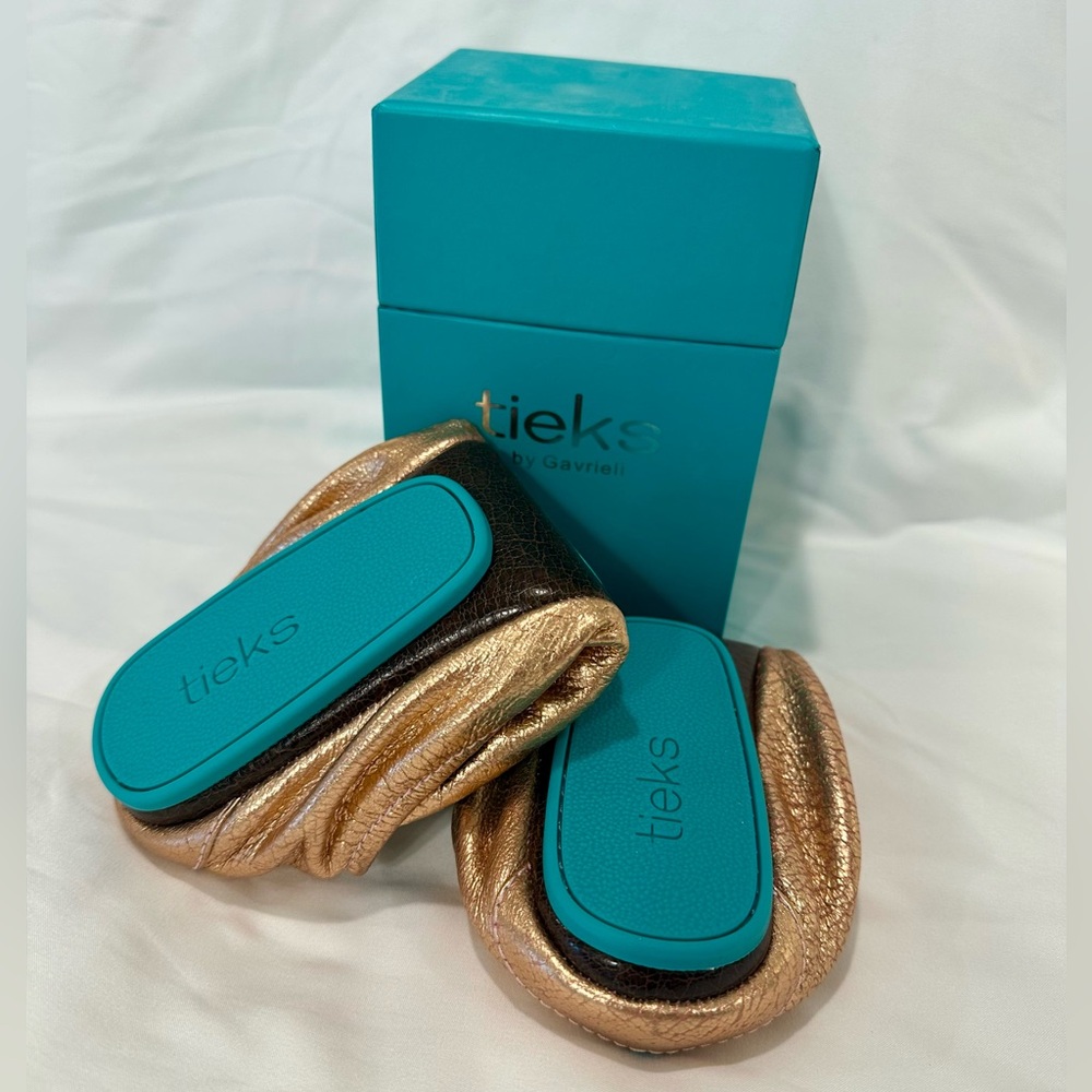 Tieks Women's Metallic Rose Gold Glam Ballet Flats - Foldable Comfort